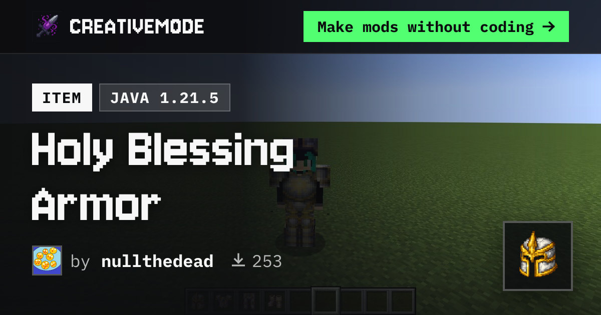Holy Blessing Armor | Free Java 1.21.5 Mod | CreativeMode