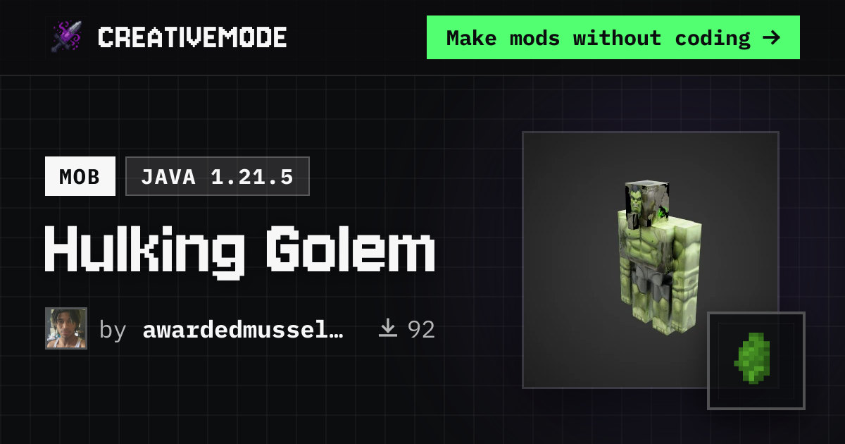 Hulking Golem | Free Java 1.21.5 Mod | CreativeMode