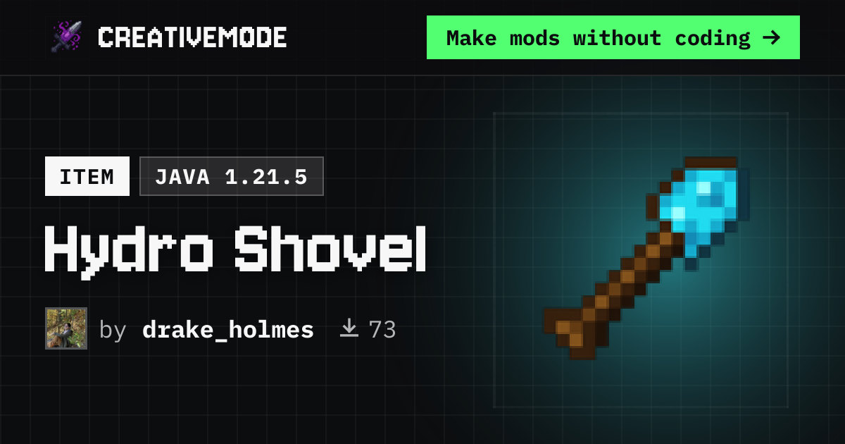 Hydro Shovel | Free Java 1.21.5 Mod | CreativeMode