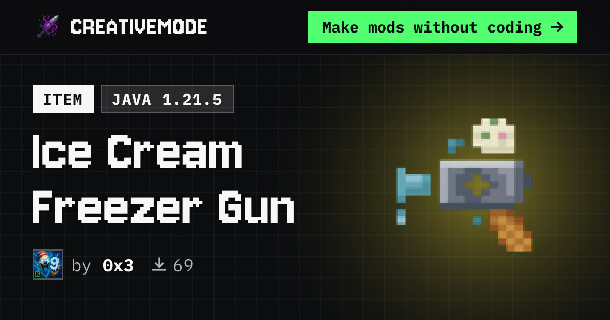 Ice Cream Freezer Gun | Free Java 1.21.5 Mod | CreativeMode
