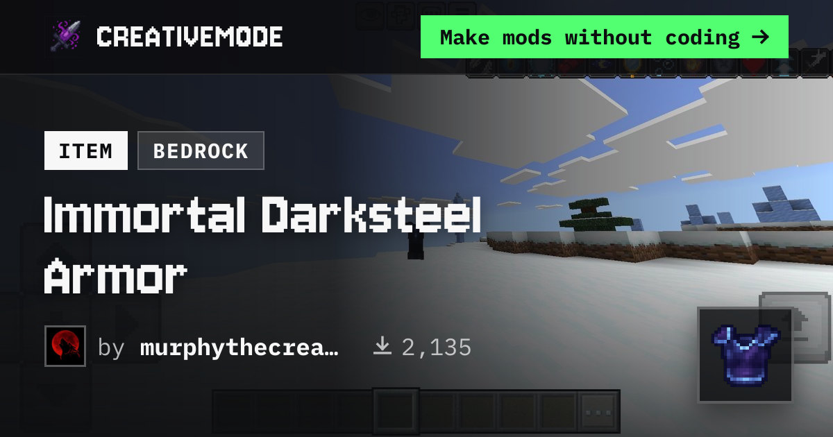 Immortal Darksteel Armor | Free Bedrock Addon | CreativeMode