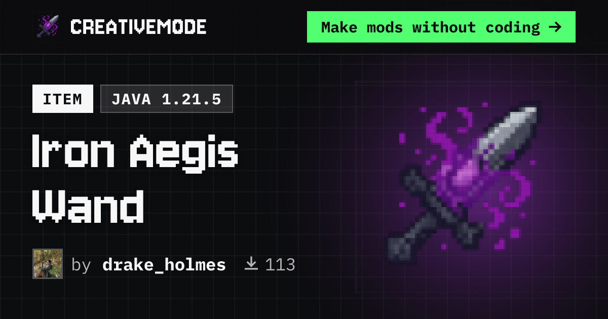 Iron Aegis Wand | Free Java 1.21.5 Mod | CreativeMode