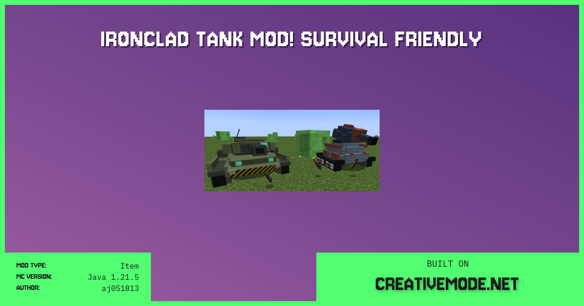 Ironclad Tank mod! Survival friendly | Free Java 1.21.5 Mod | CreativeMode