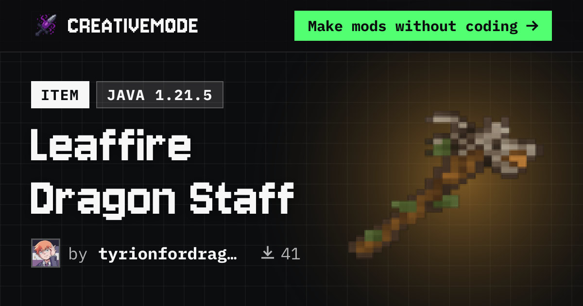 Leaffire Dragon Staff | Free Java 1.21.5 Mod | CreativeMode