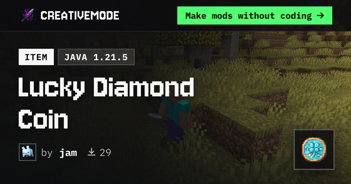 Lucky Diamond Coin | Free Java 1.21.5 Mod | CreativeMode