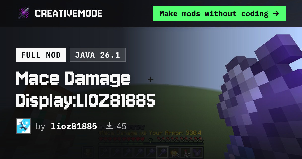 Mace Damage Display:LIOZ81885 | Free Java 26.1 Mod | CreativeMode