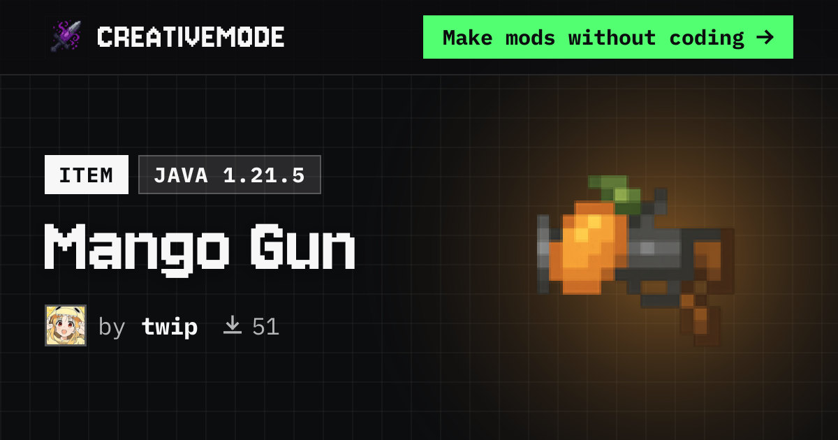 Mango Gun | Free Java 1.21.5 Mod | CreativeMode