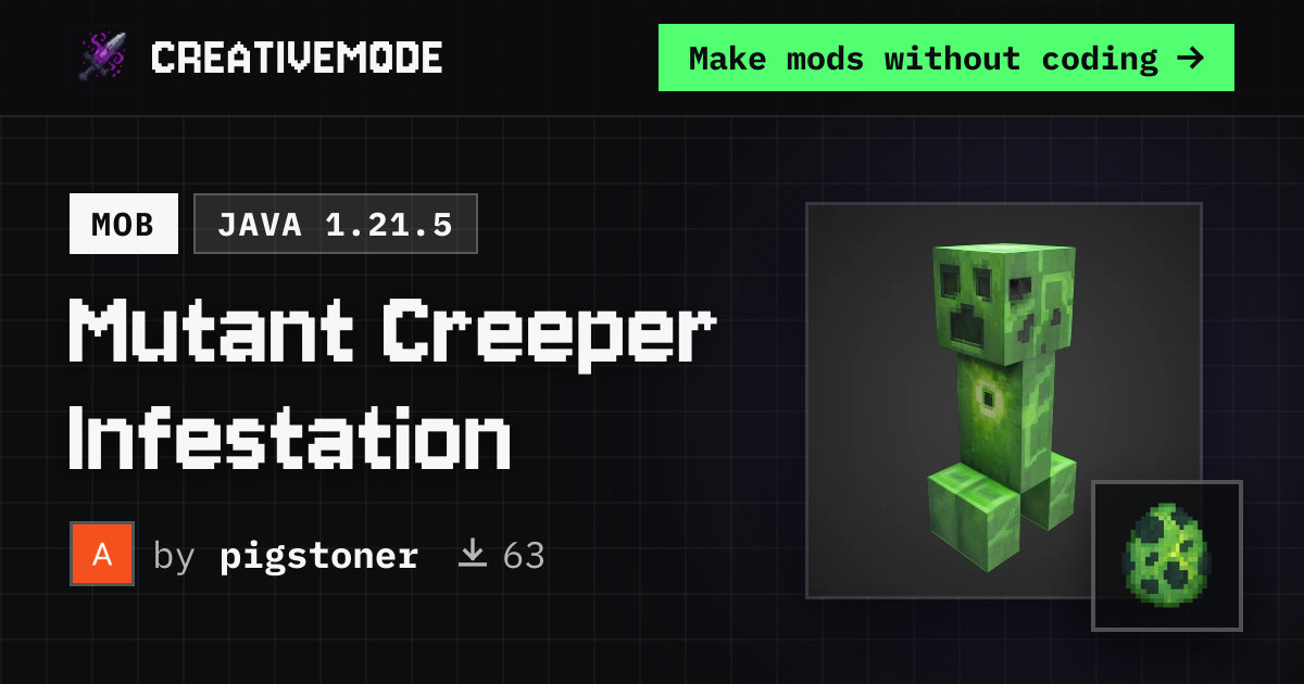 Mutant Creeper Infestation | Free Java 1.21.5 Mod | CreativeMode