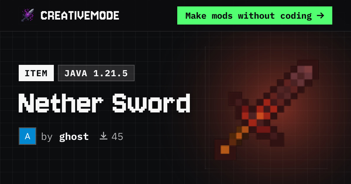 Nether Sword | Free Java 1.21.5 Mod | CreativeMode