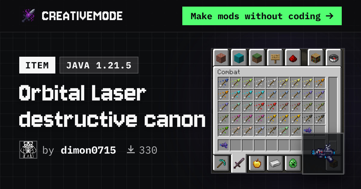 Orbital Laser destructive canon | Free Java 1.21.5 Mod | CreativeMode