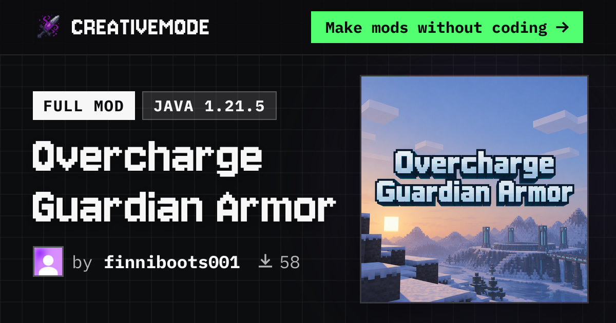 Overcharge Guardian Armor | Free Java 1.21.5 Mod | CreativeMode