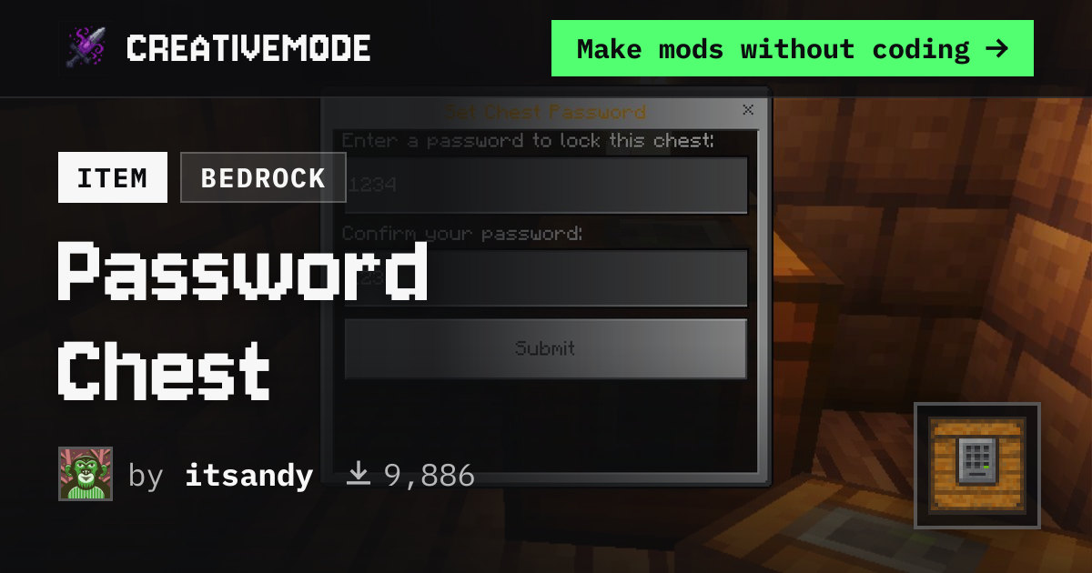 Password Chest | Free Bedrock Addon | CreativeMode