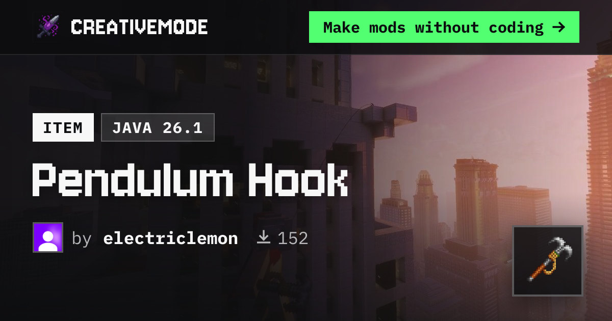 Pendulum Hook | Free Java 26.1 Mod | CreativeMode