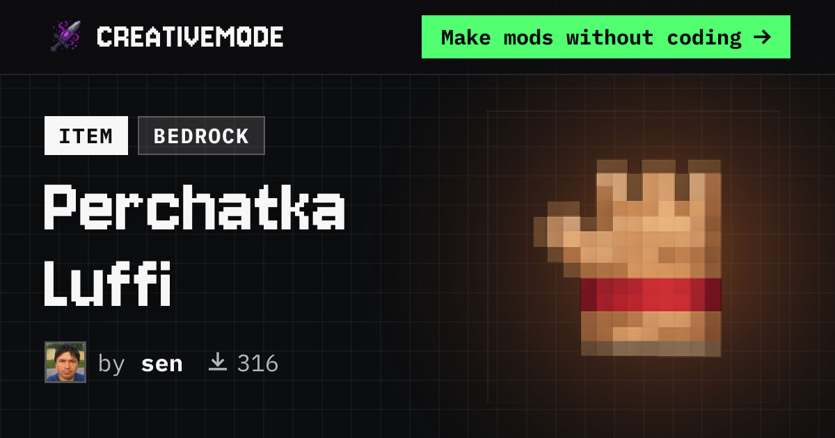 Perchatka Luffi | Free Bedrock Addon | CreativeMode