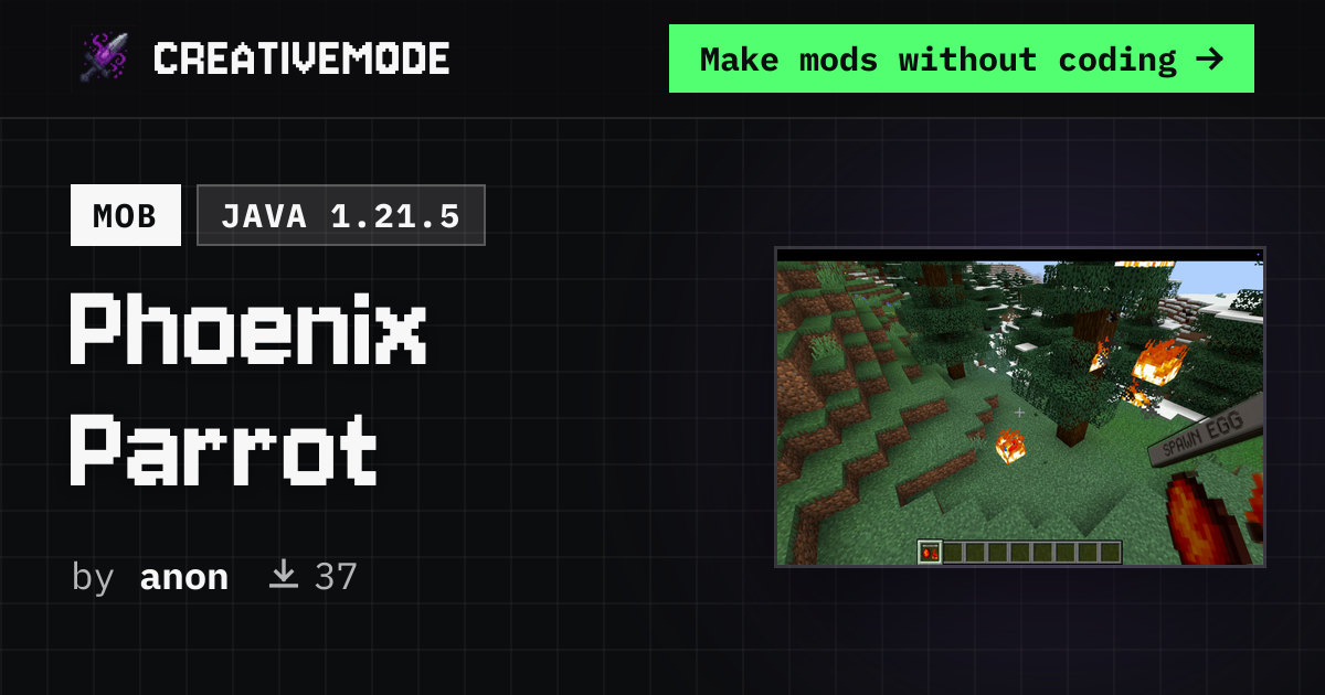 Phoenix Parrot | Free Java 1.21.5 Mod | CreativeMode