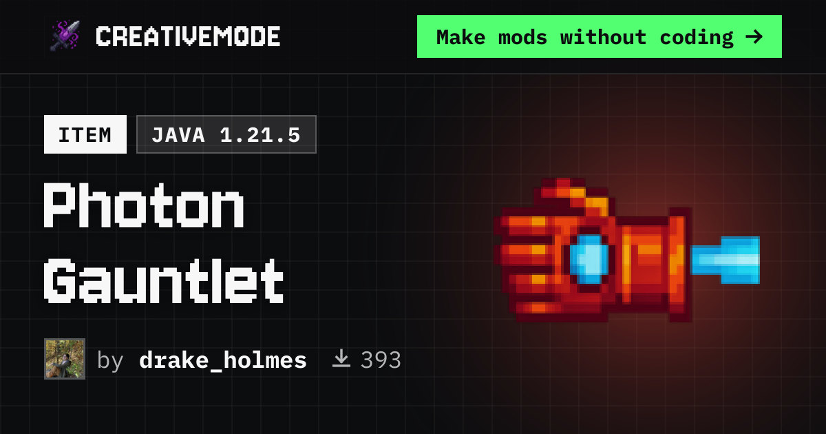 Photon Gauntlet | Free Java 1.21.5 Mod | CreativeMode