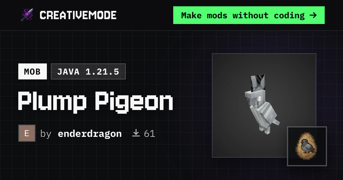 Plump Pigeon | Free Java 1.21.5 Mod | CreativeMode