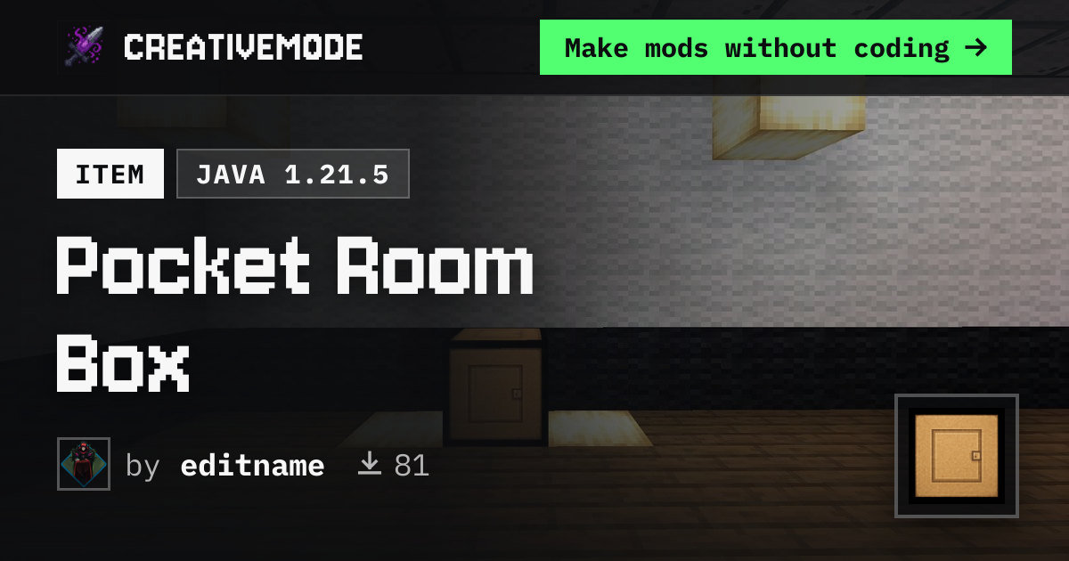 Pocket Room Box | Free Java 1.21.5 Mod | CreativeMode