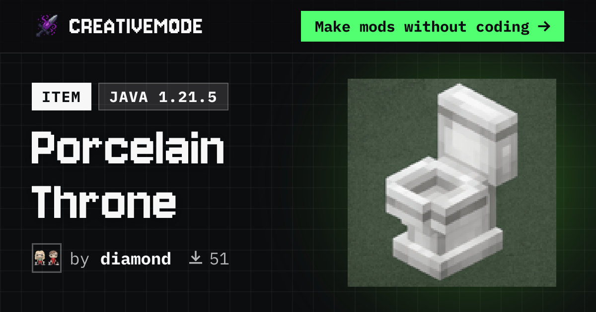 Porcelain Throne | Free Java 1.21.5 Mod | CreativeMode