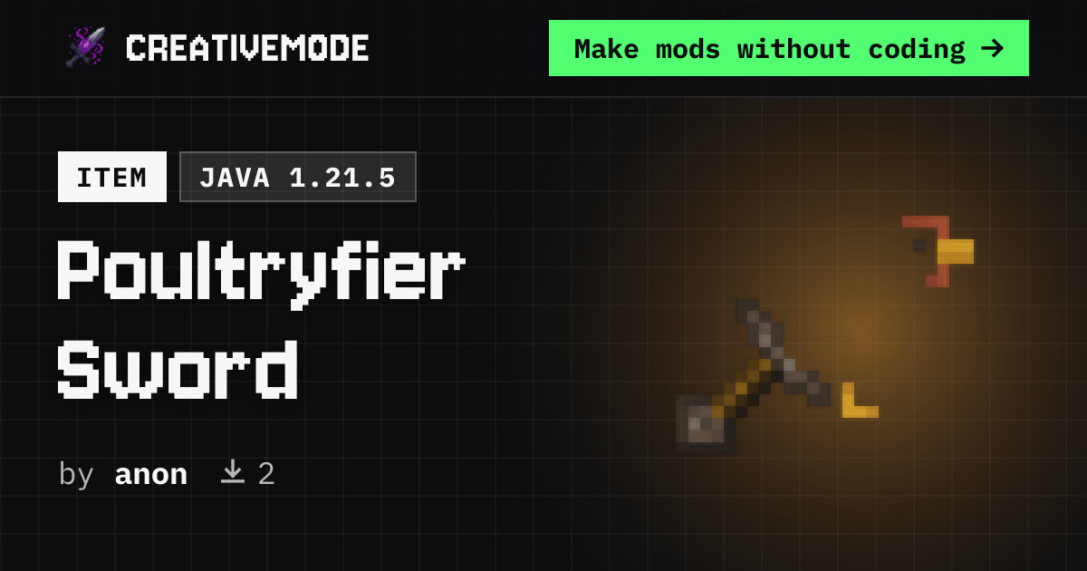 Poultryfier Sword | Free Java 1.21.5 Mod | CreativeMode