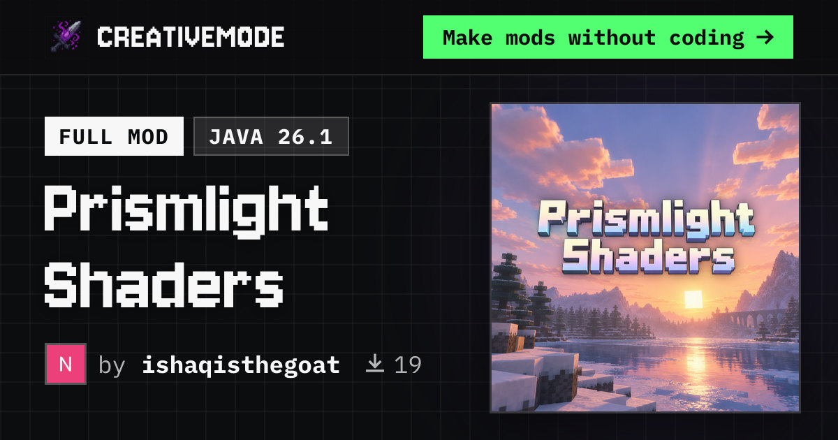 Prismlight Shaders | Free Java 26.1 Mod | CreativeMode