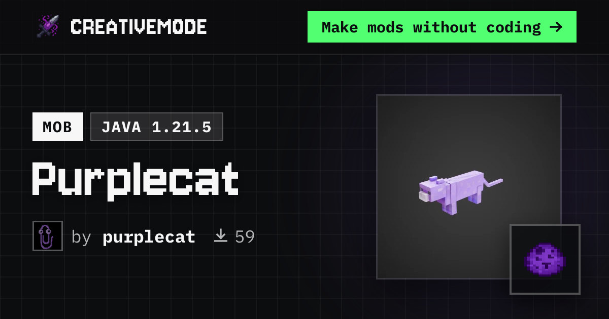Purplecat | Free Java 1.21.5 Mod | CreativeMode