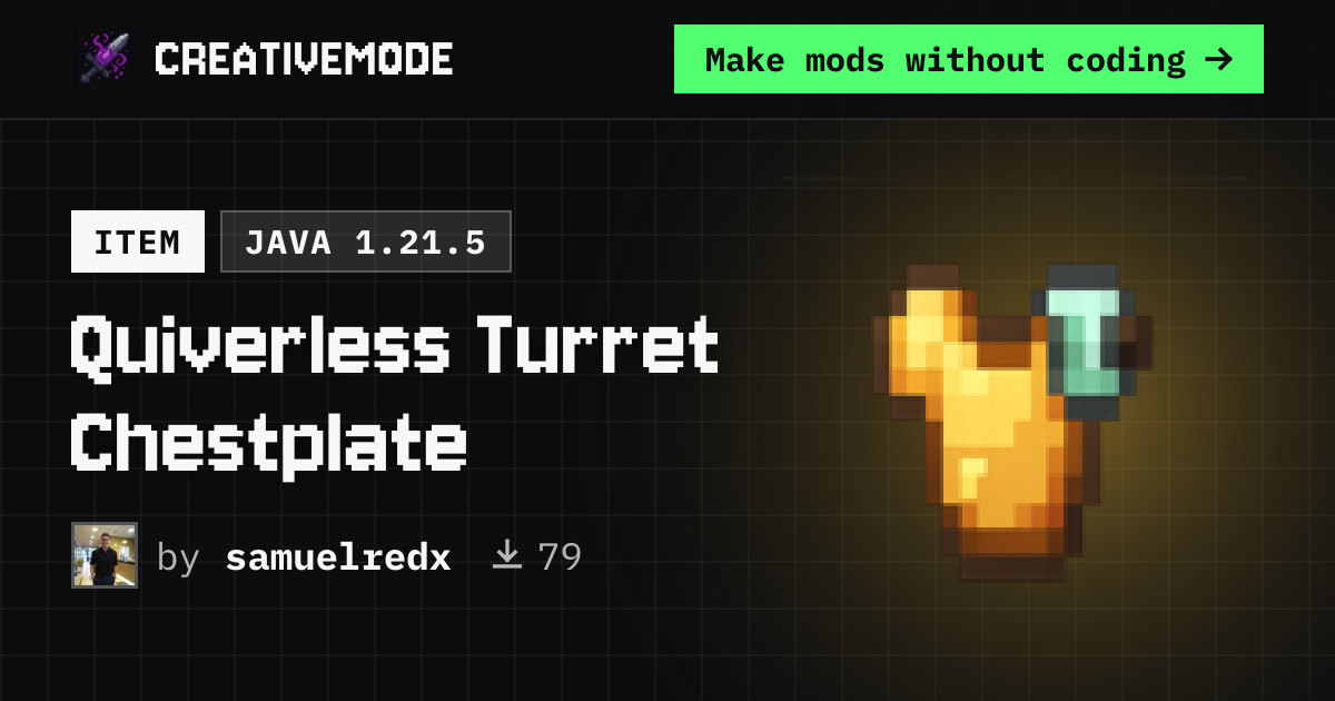 Quiverless Turret Chestplate | Free Java 1.21.5 Mod | CreativeMode