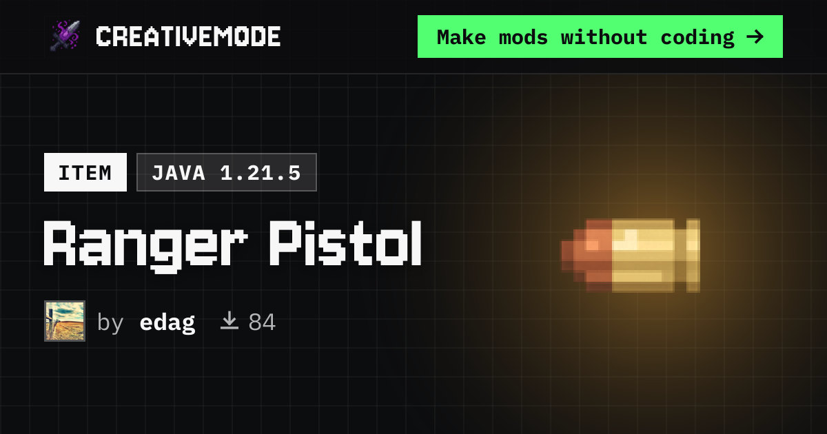 Ranger Pistol | Free Java 1.21.5 Mod | CreativeMode