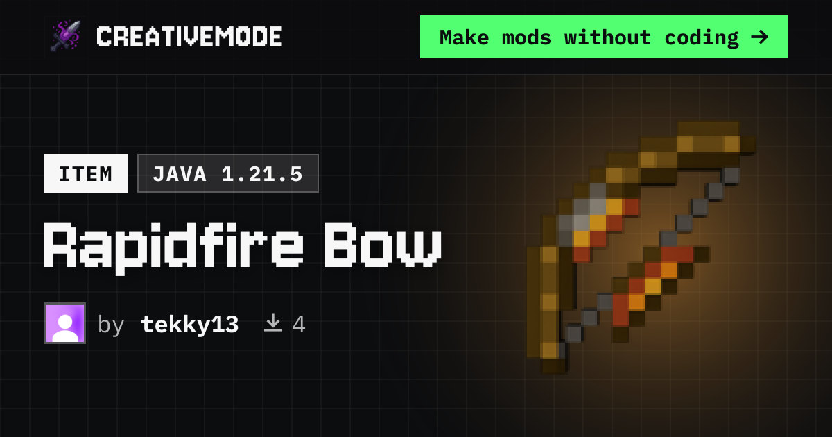Rapidfire Bow | Free Java 1.21.5 Mod | CreativeMode