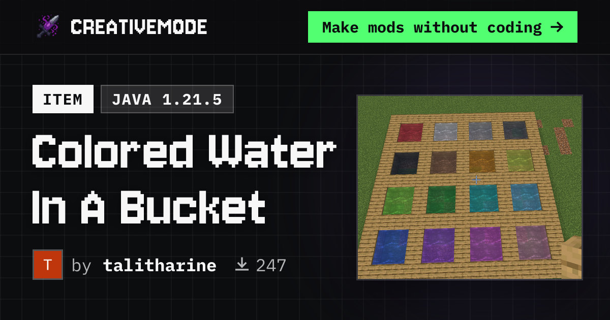 Colored Water In A Bucket | Free Java 1.21.5 Mod | CreativeMode