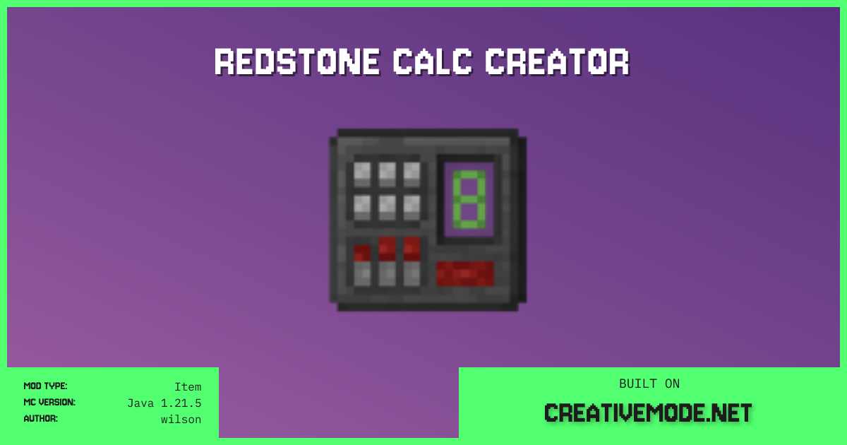 Redstone Calc Creator | Free Java 1.21.5 Mod | CreativeMode