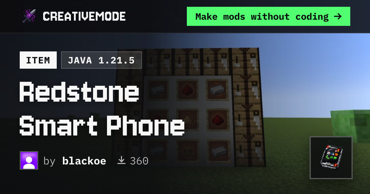 Redstone Smart Phone | Free Java 1.21.5 Mod | CreativeMode
