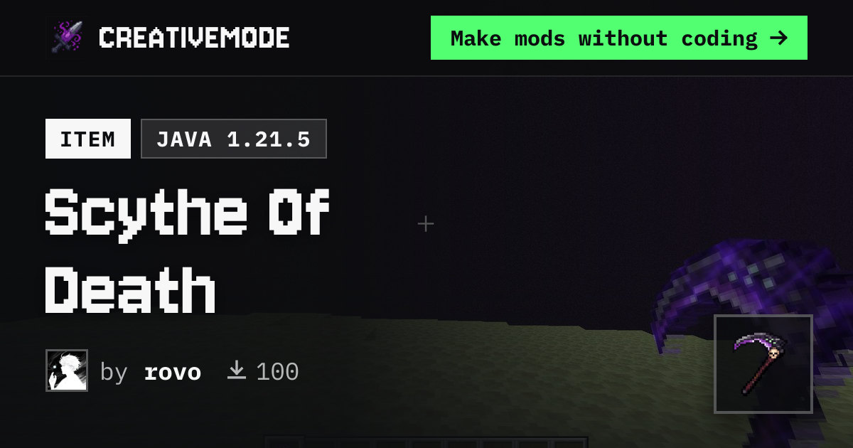 Scythe Of Death | Free Java 1.21.5 Mod | CreativeMode