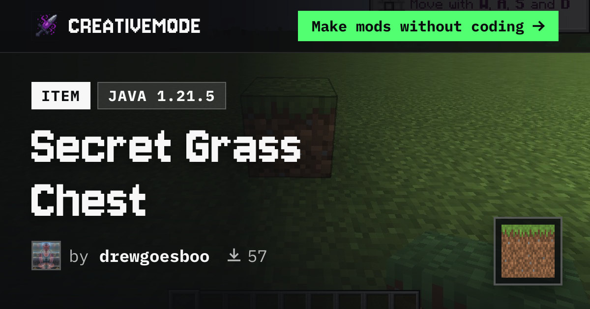 Secret Grass Chest | Free Java 1.21.5 Mod | CreativeMode