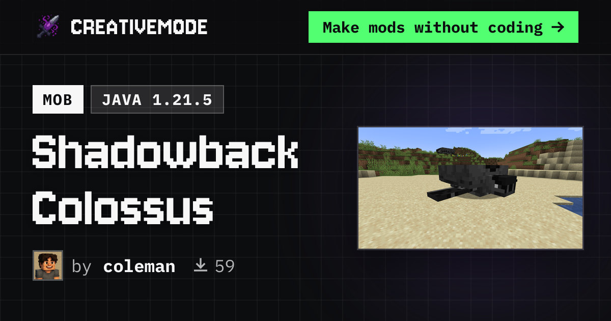 Shadowback Colossus | Free Java 1.21.5 Mod | CreativeMode