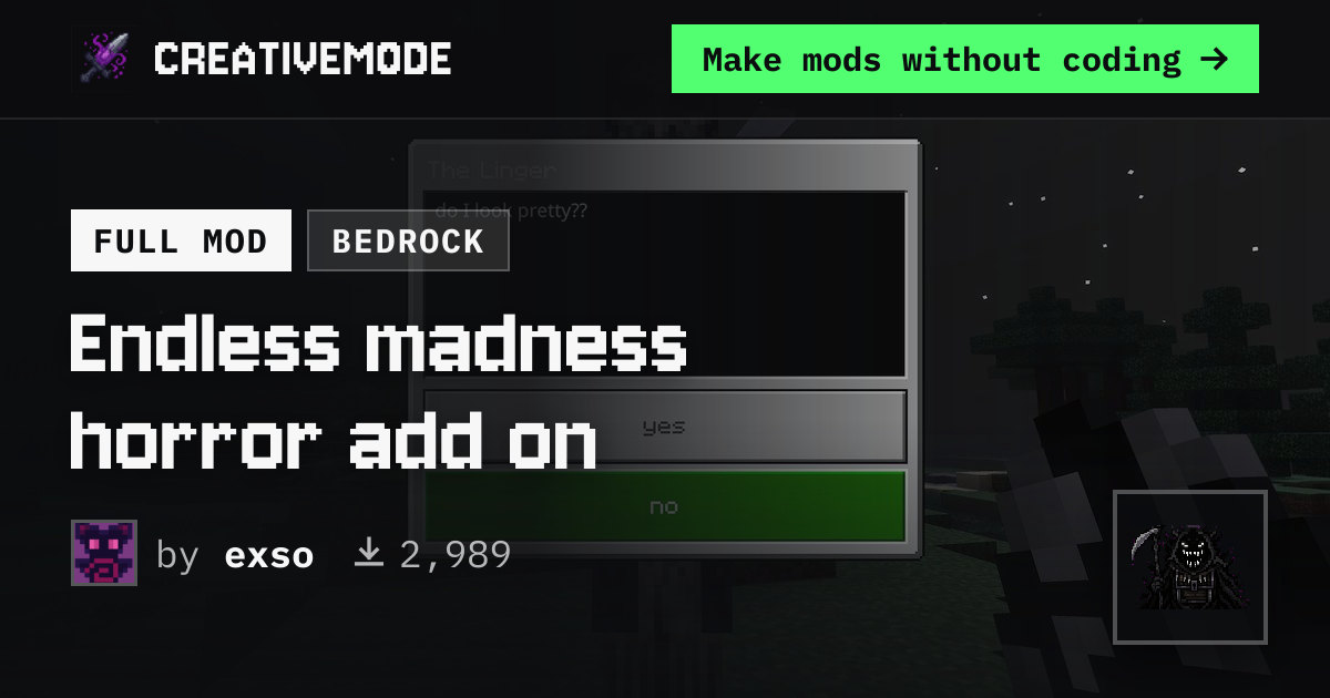 Endless madness horror add on | Free Bedrock Addon | CreativeMode