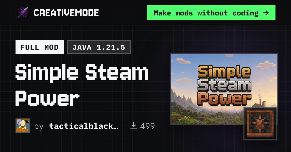 Simple Steam Power | Free Java 1.21.5 Mod | CreativeMode