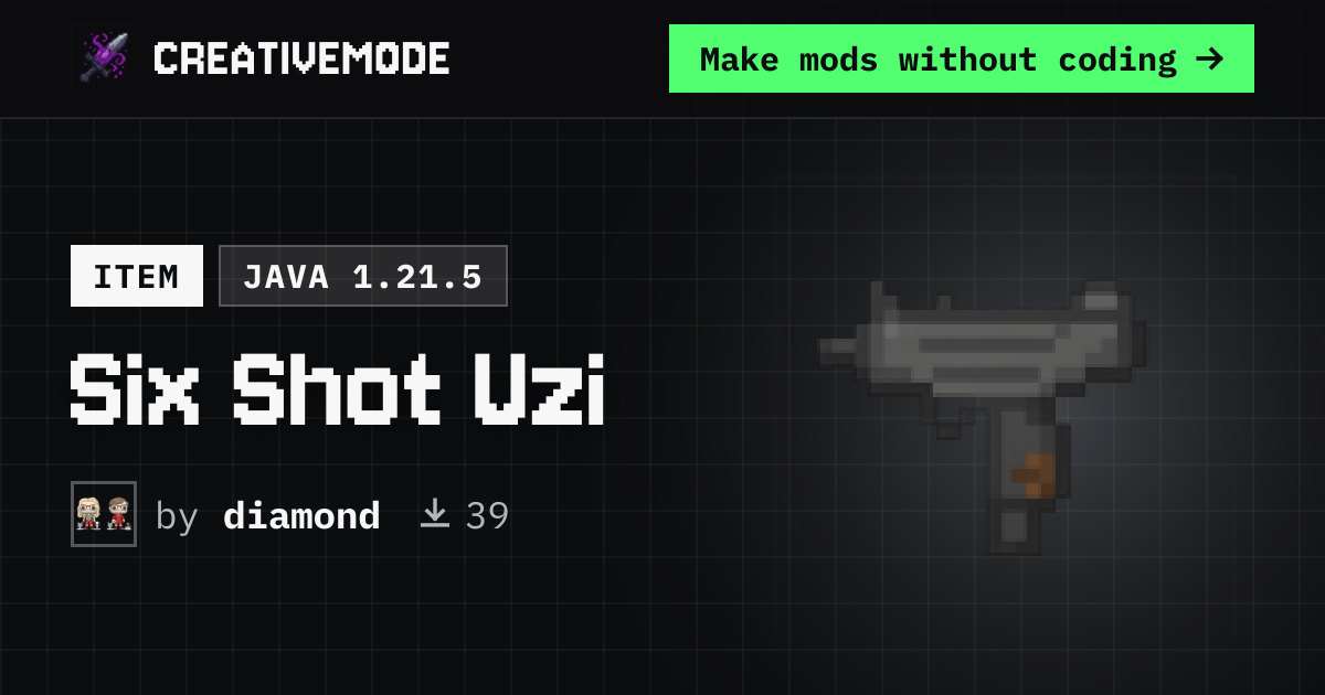 Six Shot Uzi | Free Java 1.21.5 Mod | CreativeMode