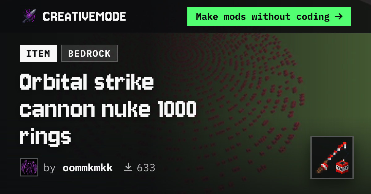 Orbital strike cannon nuke 1000 rings | Free Bedrock Addon | CreativeMode