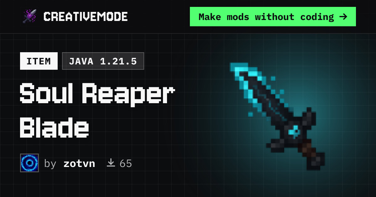 Soul Reaper Blade | Free Java 1.21.5 Mod | CreativeMode