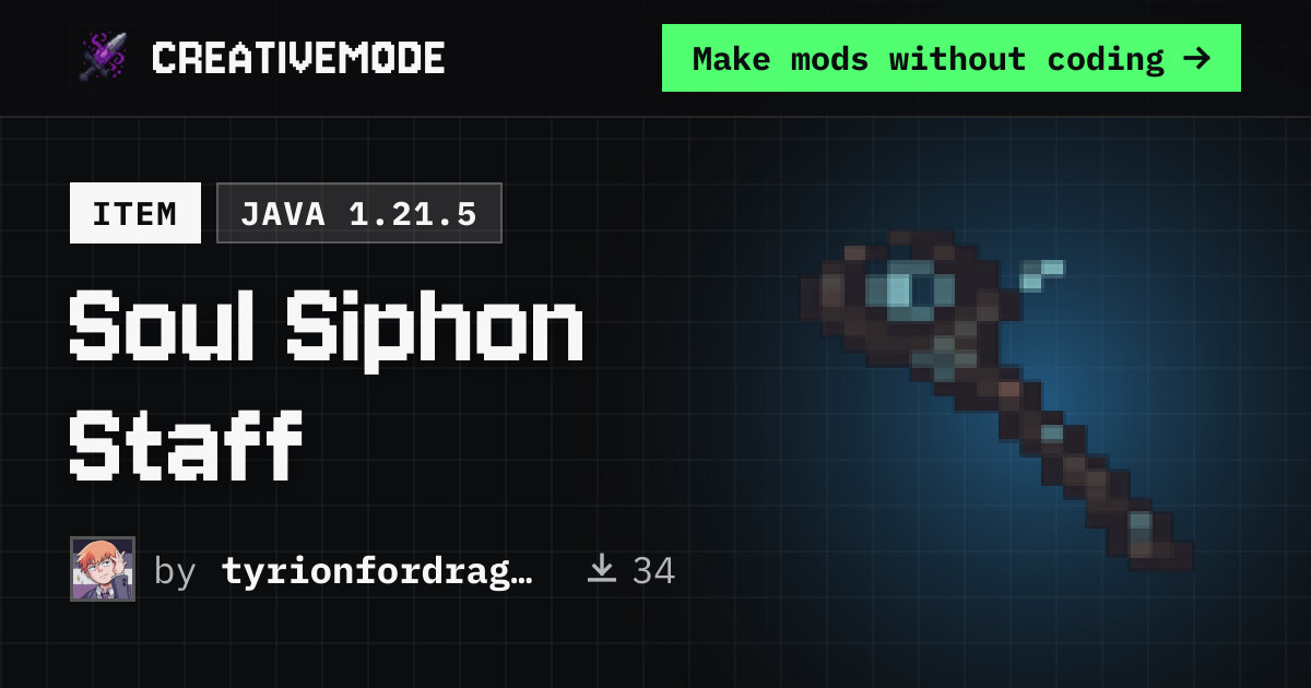 Soul Siphon Staff | Free Java 1.21.5 Mod | CreativeMode