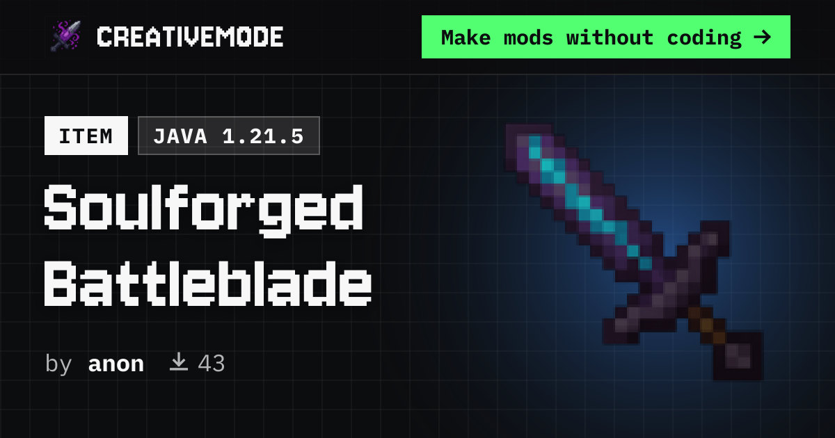 Soulforged Battleblade | Free Java 1.21.5 Mod | CreativeMode