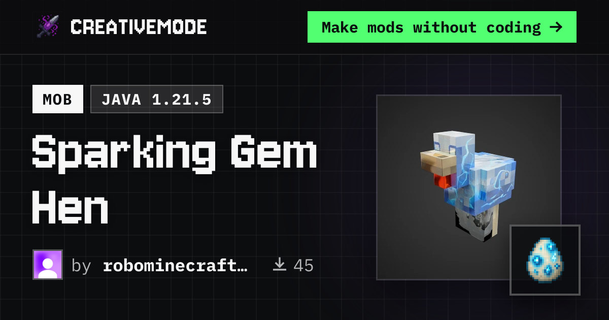 Sparking Gem Hen | Free Java 1.21.5 Mod | CreativeMode