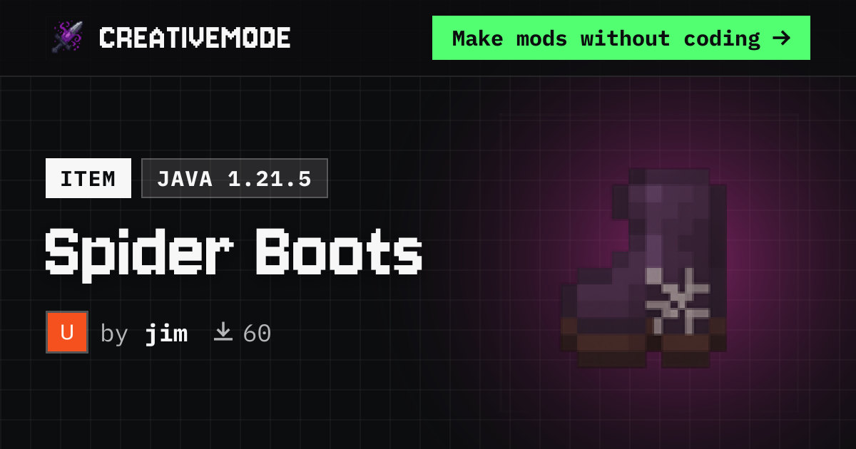 Spider Boots | Free Java 1.21.5 Mod | CreativeMode
