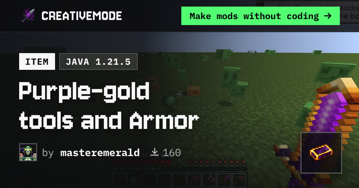 Purple-gold tools and Armor | Free Java 1.21.5 Mod | CreativeMode