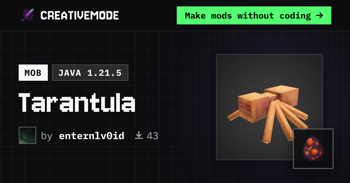 Tarantula | Free Java 1.21.5 Mod | CreativeMode