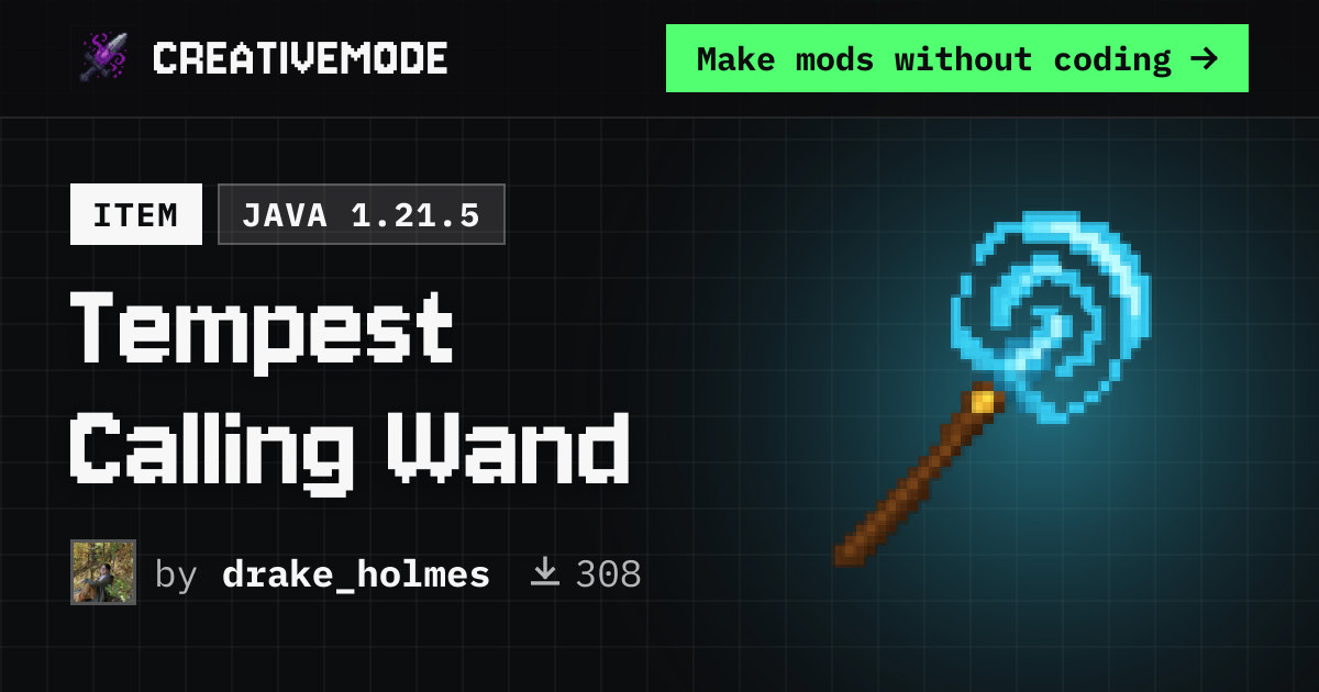 Tempest Calling Wand | Free Java 1.21.5 Mod | CreativeMode