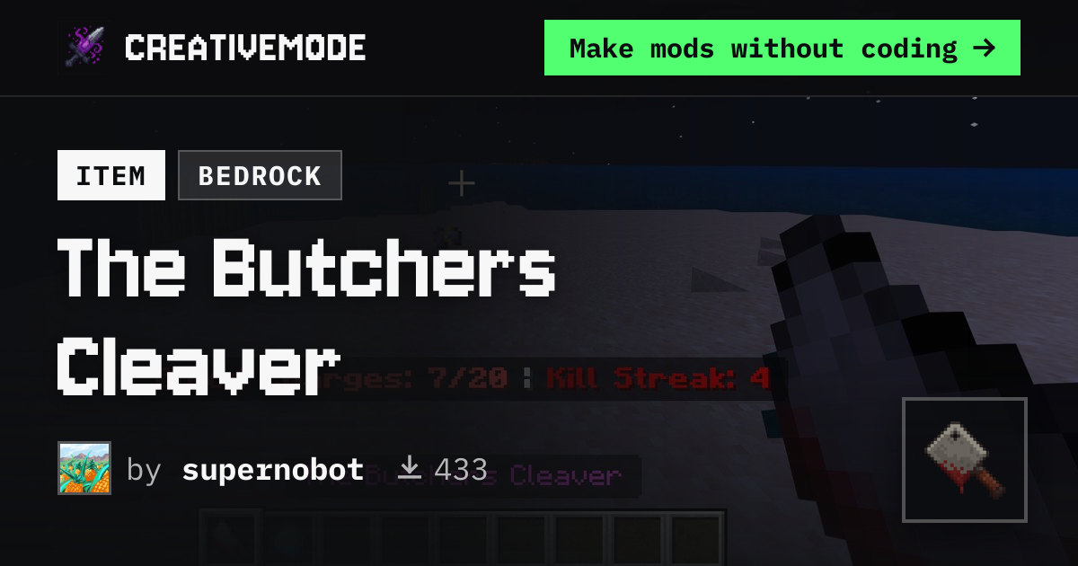 The Butchers Cleaver | Free Bedrock Addon | CreativeMode