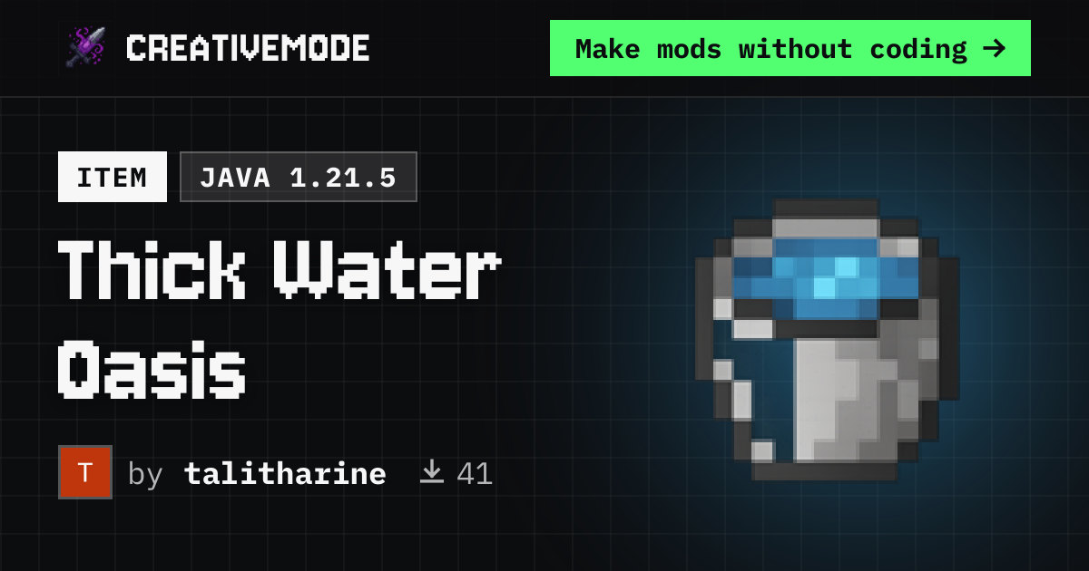 Thick Water Oasis | Free Java 1.21.5 Mod | CreativeMode