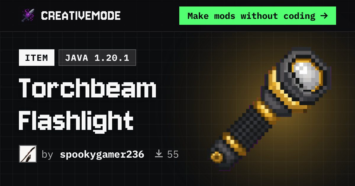 Torchbeam Flashlight | Free Java 1.20.1 Mod | CreativeMode